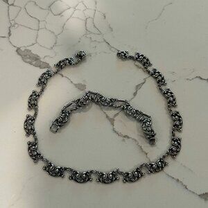 Vintage Cini Silver Necklace and Bracelet Set